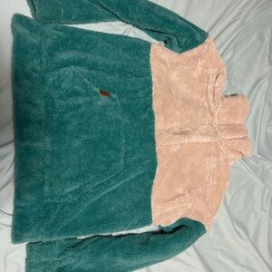Roxy Teal and Blush Cowl Neck Sweater
